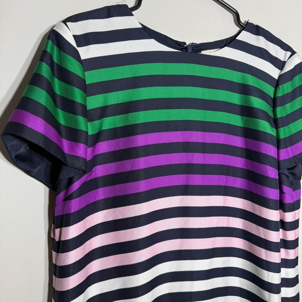Zac Posen for Brooks Brothers Silk Striped Shift Dress. Red Fleece Cocktail Work - Picture 3 of 11